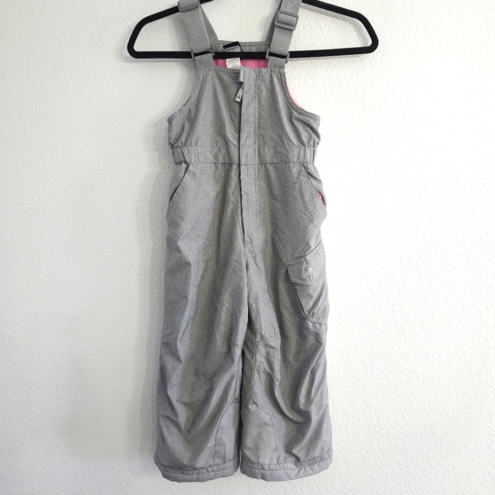 Gerry Kids Performance Snow Bib/Pants Adjustable Suspenders Gray Pink 4T